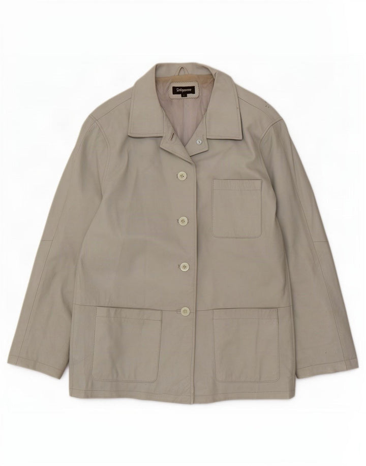 Sinequanone Chaqueta utilitaria de cuero de gran tamaño para mujer UK 10 Small Grey