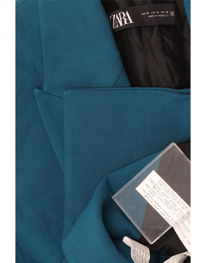 Zara Mujer Chaqueta Blazer De Doble Botonadura UK 42 Poliéster Azul Medio