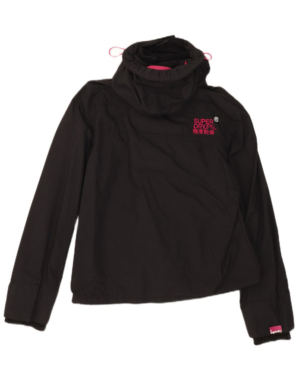 Superdry Chaqueta impermeable con capucha Windcheater para mujer UK 40 XL Nylon negro