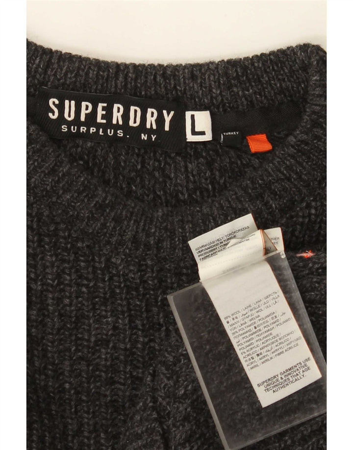 Superdry Jersey Con Cuello Barco Para Hombre De Lana Gris Grande