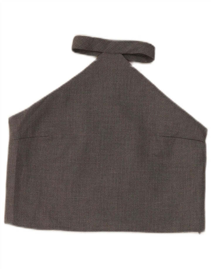Zara Mujer Crop Halter Top UK 8 Small Gris Poliéster