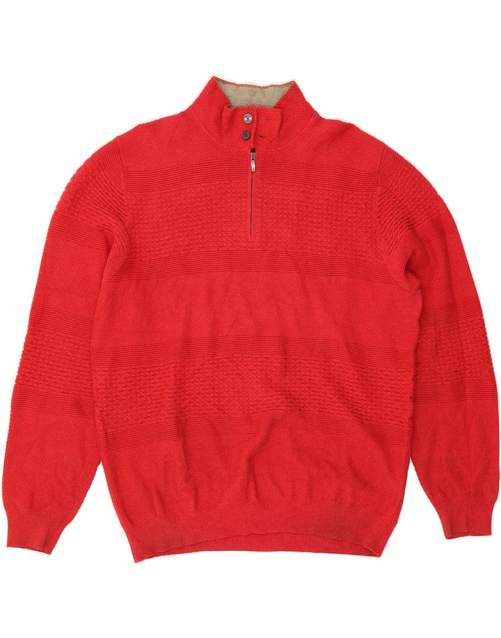 MASSIMO DUTTI Mens Button Neck Jumper Sweater XL Red Cotton Vintage Massimo Dutti and Second-Hand Massimo Dutti from Messina Hembry 