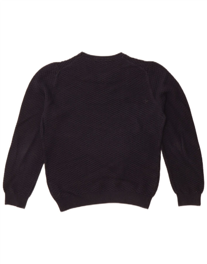 MASSIMO DUTTI Jersey con Cuello Barco para Mujer UK 10 Small Azul Marino Algodón