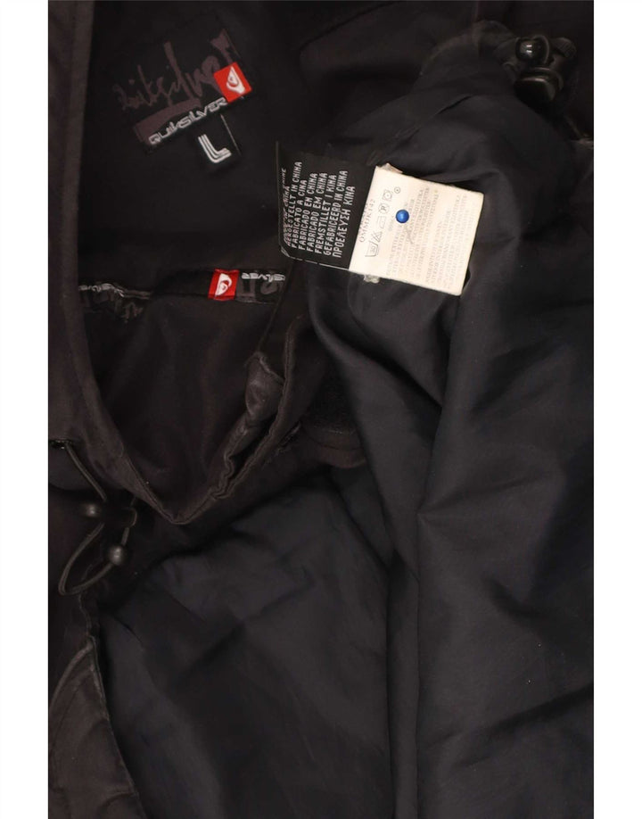 Quiksilver - Chaqueta cortavientos con gráfico para hombre, talla 40, color negro