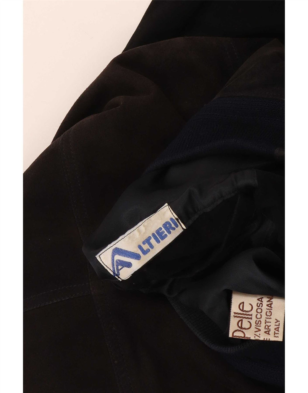 Vintage hombres ante bomber chaqueta Reino Unido 38 medio negro colorblock cuero