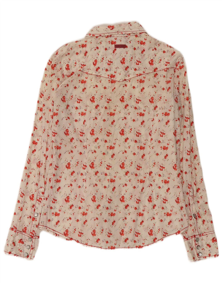 Marlboro Classics Blusa camisera de ajuste regular para mujer UK 44 Mediana Blanco Floral