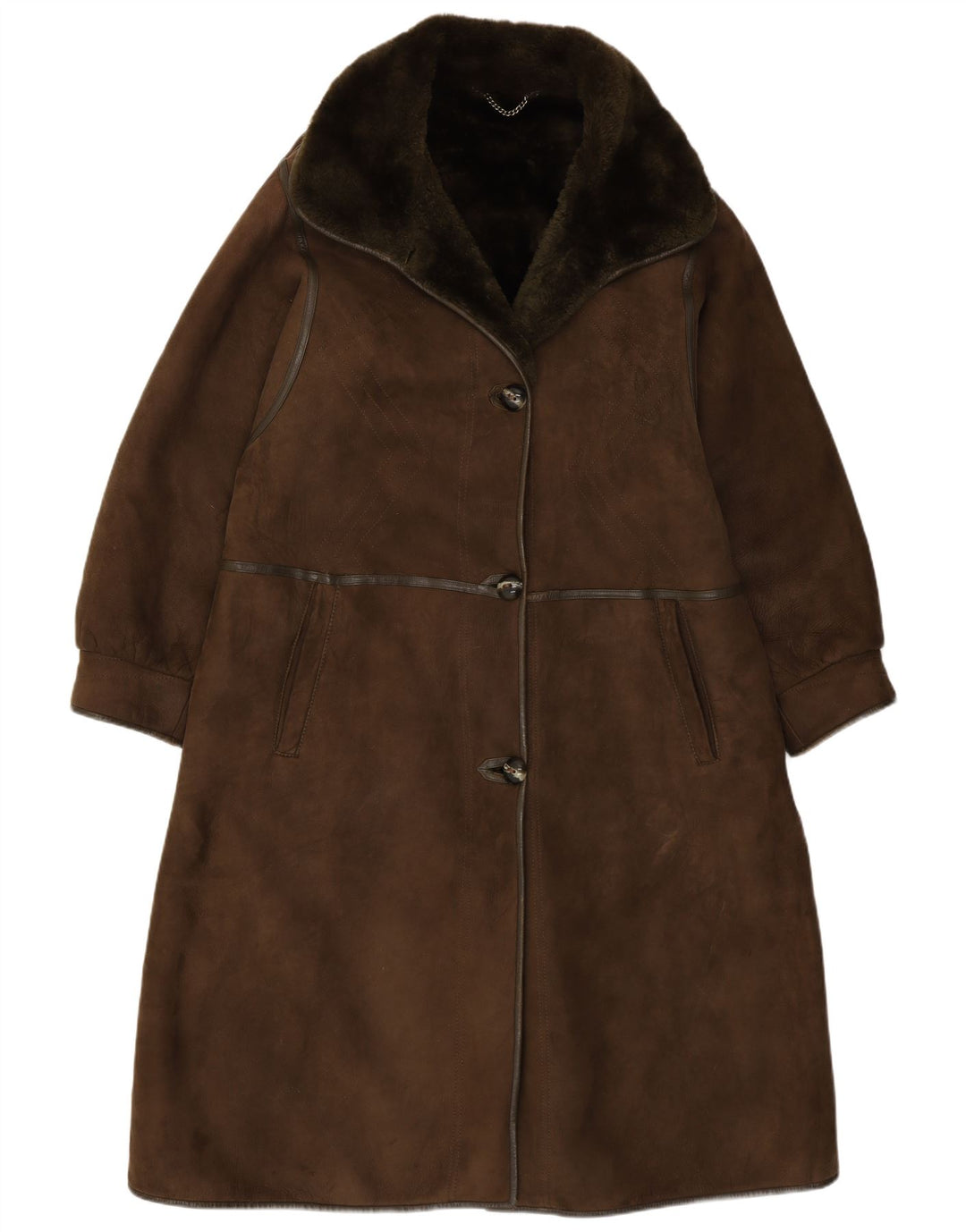 Vintage mujer shearling shearling abrigo IT 50 XL marrón shearling