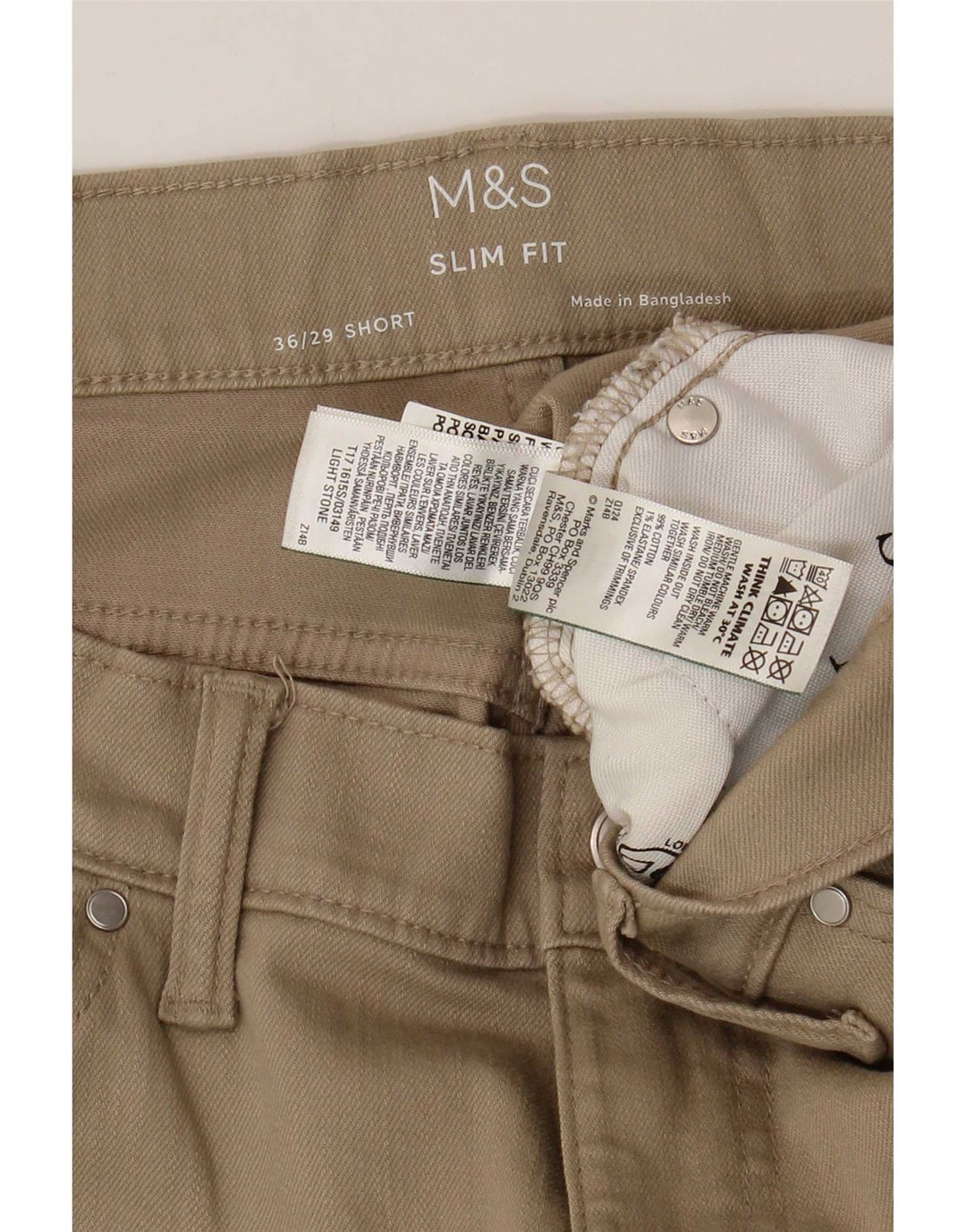 Marks & Spencer Vaqueros ajustados para hombre W36 L29 Algodón beige