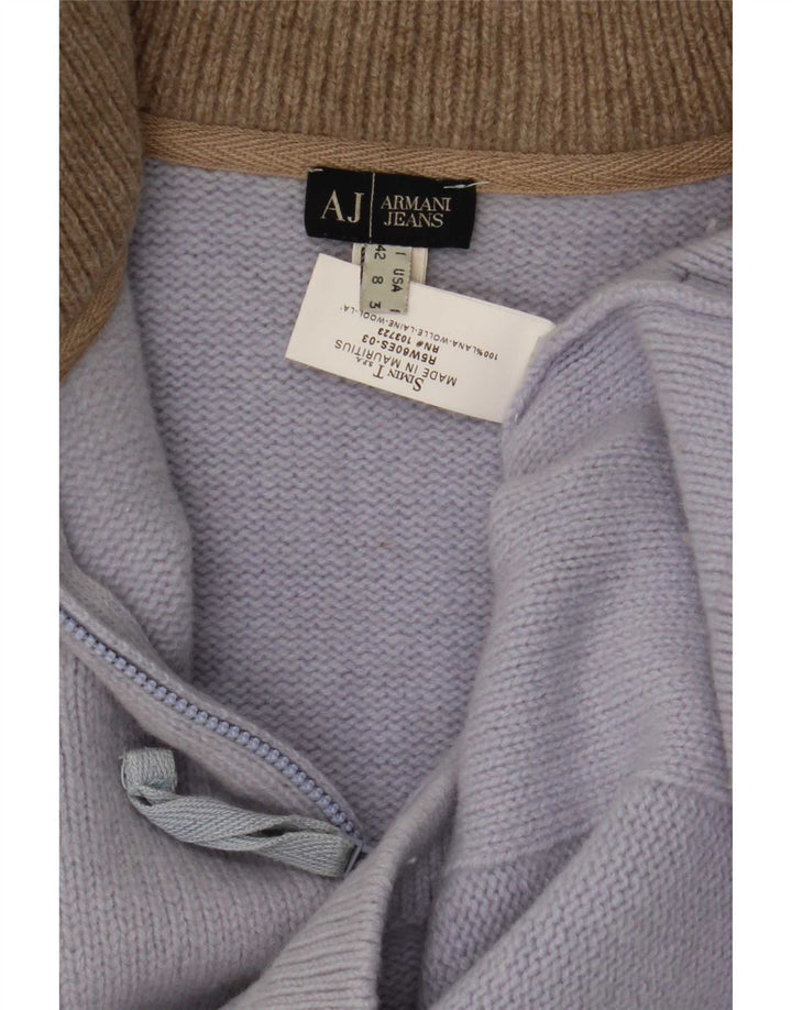 Armani Jeans Jersey corto con cuello y cremallera para mujer IT 42 Lana azul medio