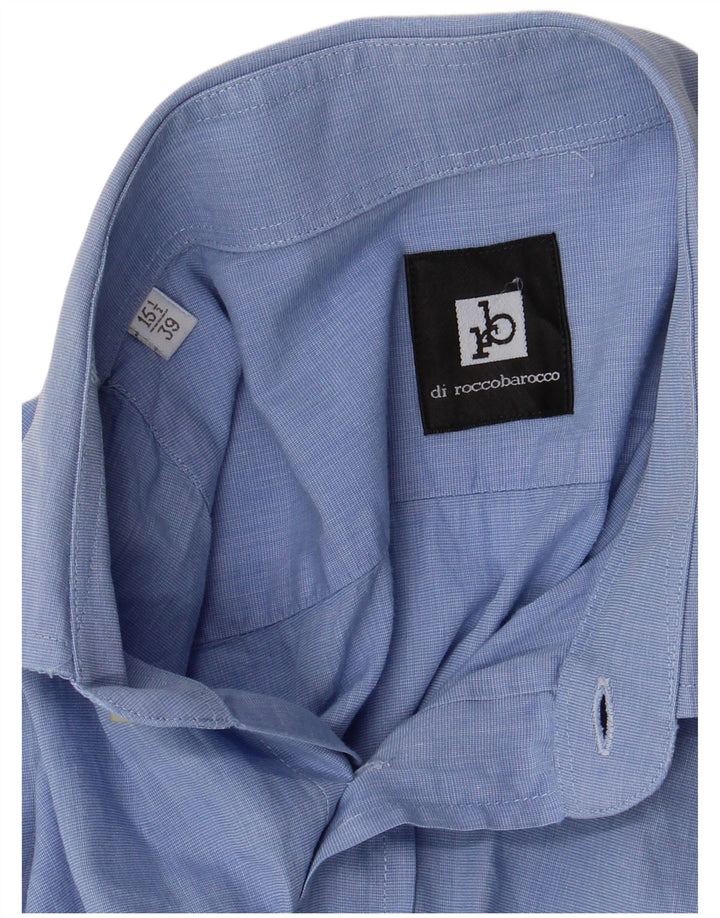 Roccobarocco Camisa para hombre Talla 15 1/2 39 Azul mediano