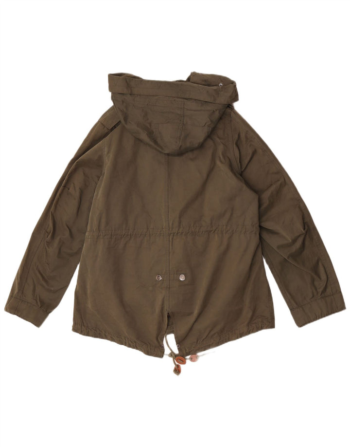Zara Mujer Parka Con Capucha UK 36 Small Green Nylon