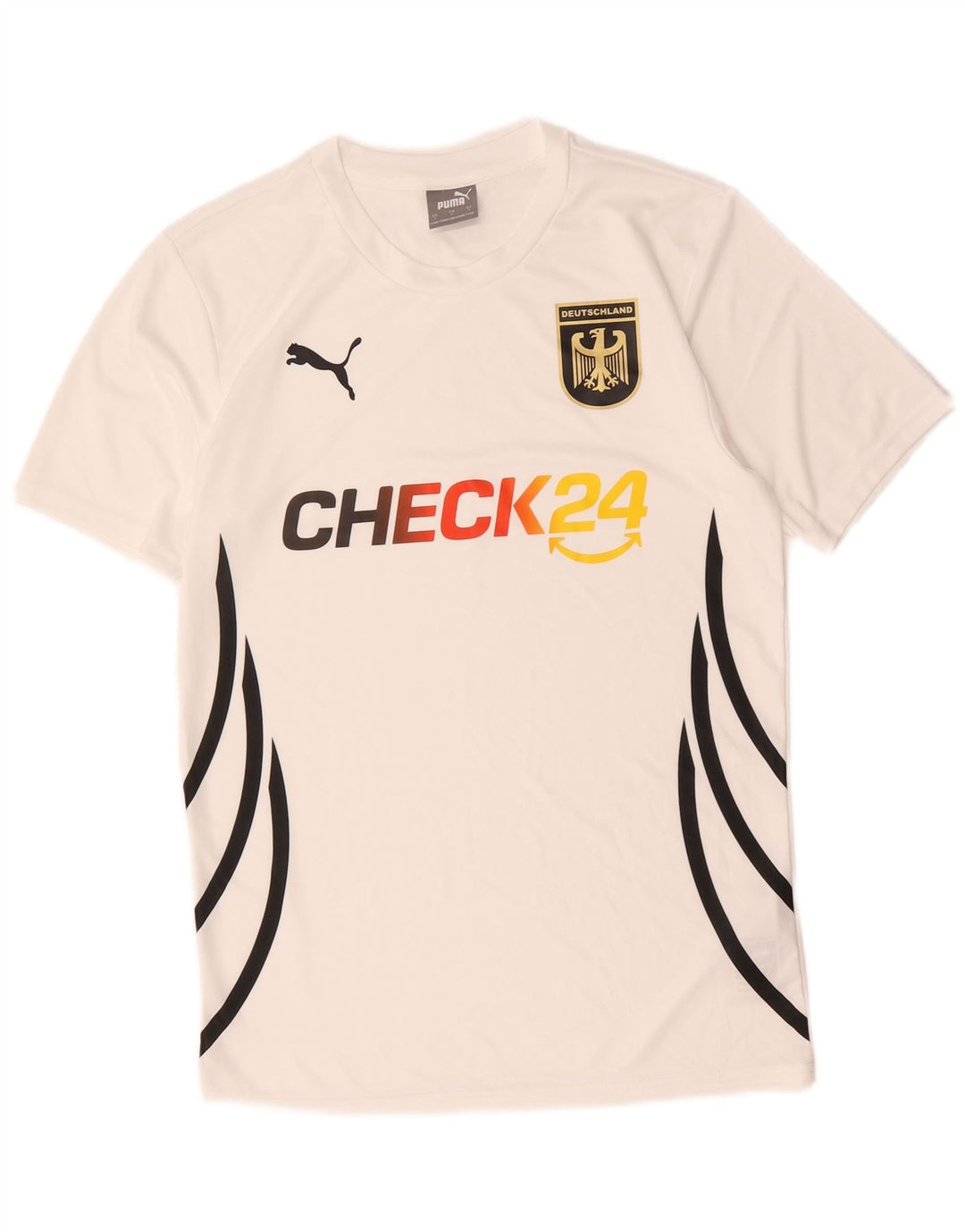 Puma Mens Deutshland Graphic Camiseta Top Pequeño Poliéster Blanco