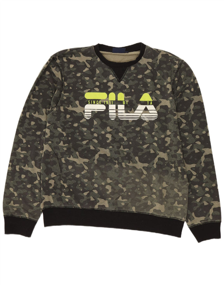 Fila Hombre Graphic Sudadera Jumper XL Caqui Camuflaje Algodón