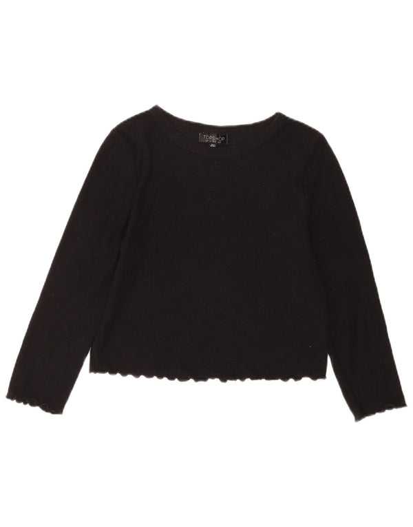 Topshop Blusa corta para mujer UK 8 Small Algodón negro
