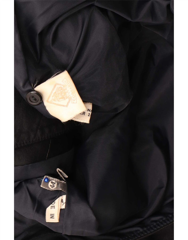 Chaqueta de cuero vintage para mujer IT 44 Cuero negro medio