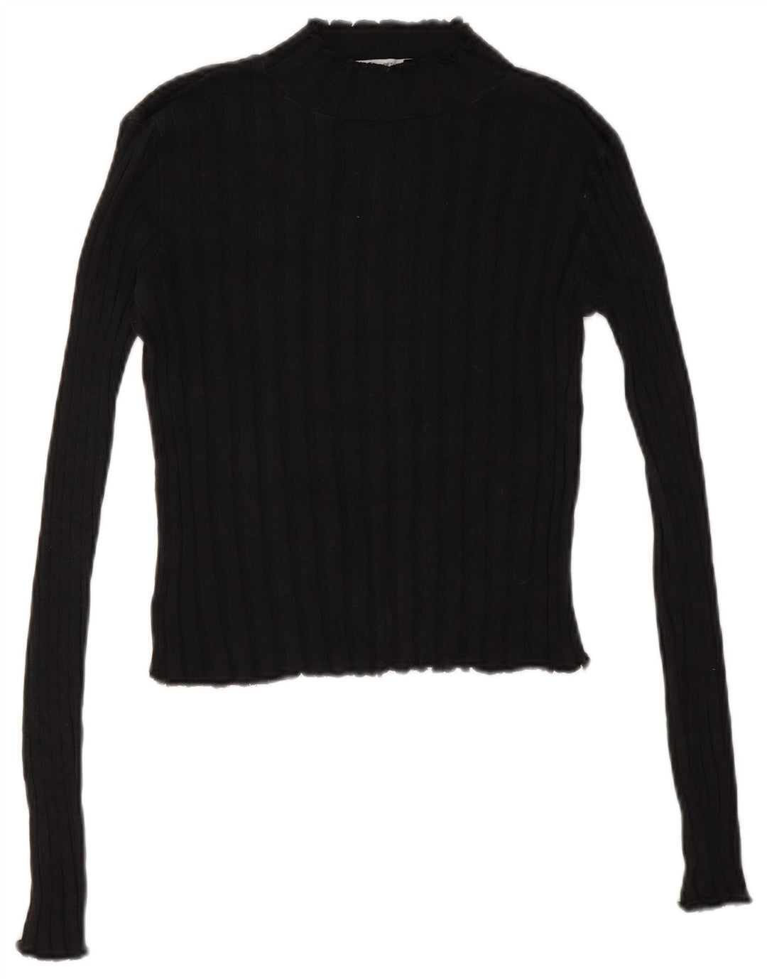 Zara Mujer Crop Turtle Neck Jumper Sweater UK 12 Medium Negro