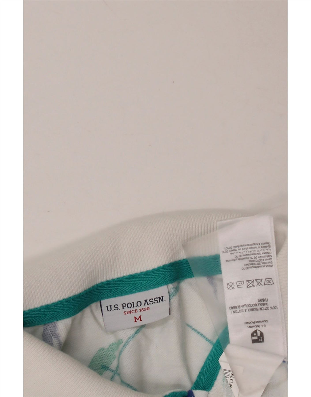 US Polo Assn Polo para hombre con estampado abstracto de algodón floral blanco mediano