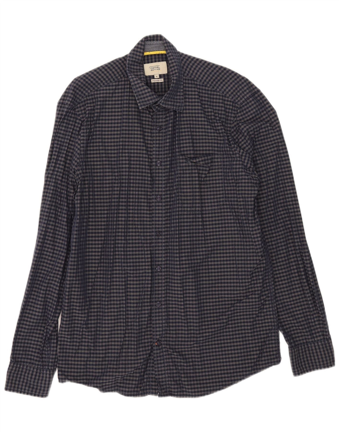 Camisa Camel Active para hombre de corte regular de algodón a cuadros en azul marino medio