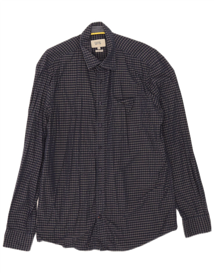 Camisa Camel Active para hombre de corte regular de algodón a cuadros en azul marino medio
