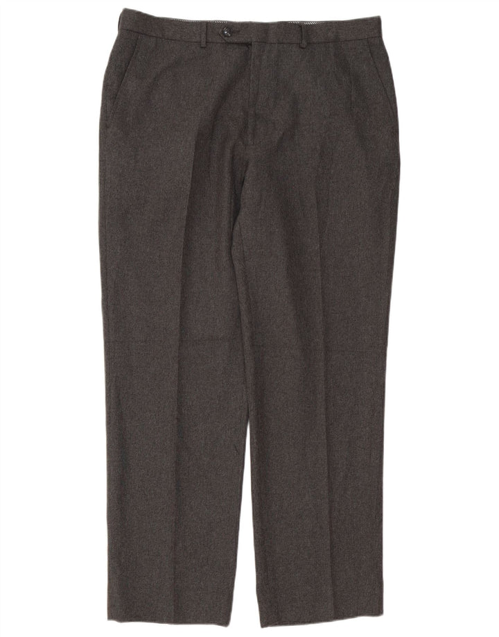 Marks & Spencer Pantalón de traje recto para hombre W36 L31 Poliéster gris