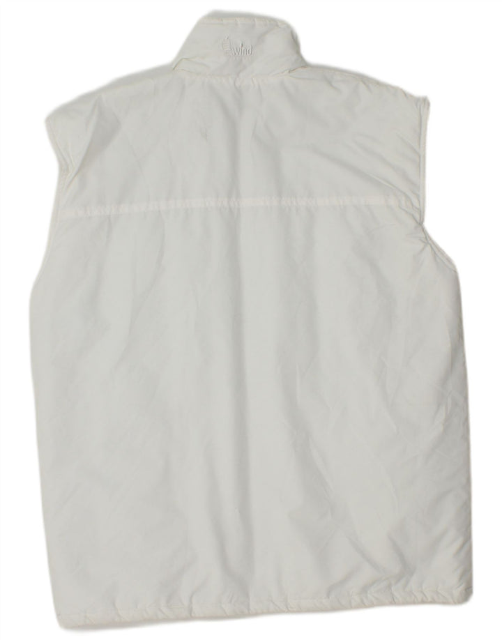 Vintage hombres acolchado Gilet Reino Unido 36 pequeño poliéster blanco