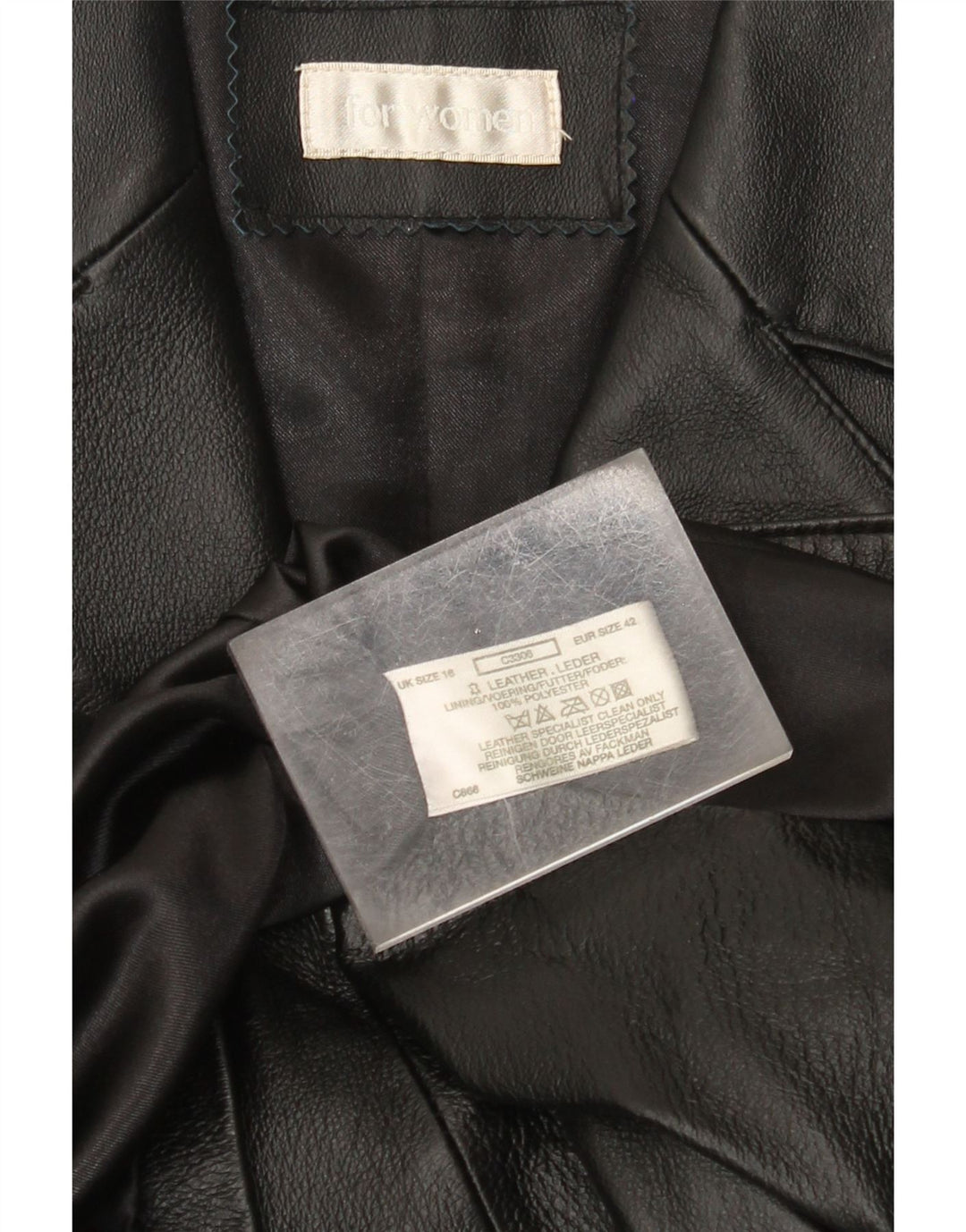 Vintage mujer cuero abrigo Reino Unido 18 XL cuero negro