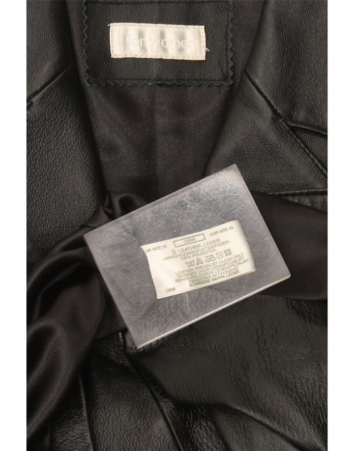 Vintage mujer cuero abrigo Reino Unido 18 XL cuero negro