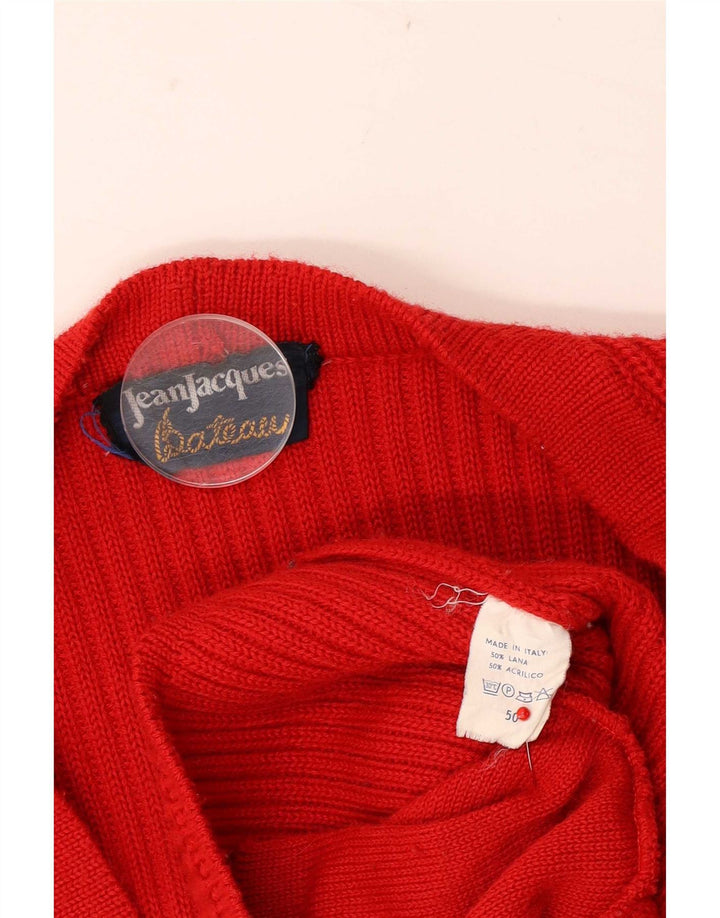 Jean Jacques - Cárdigan para hombre IT 50 de lana roja mediana