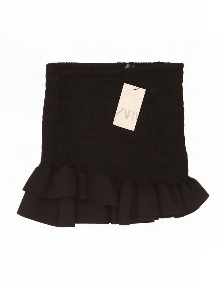Zara Mujer Mini Falda XS W25 Negro Poliéster