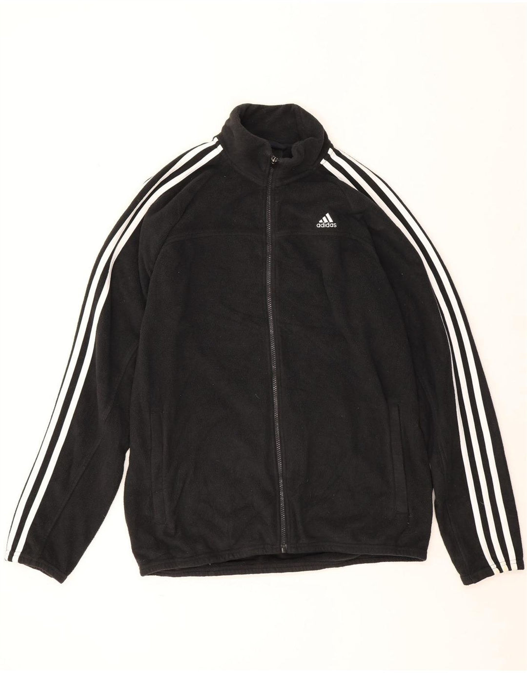 Adidas - Chaqueta polar para hombre, talla 40, poliéster negro grande