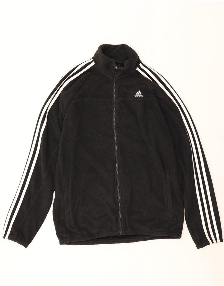 Adidas - Chaqueta polar para hombre, talla 40, poliéster negro grande