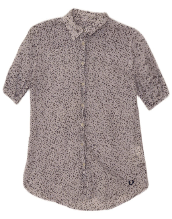 Fred Perry Camisa transparente para mujer UK 44 Grande Algodón con lunares blancos