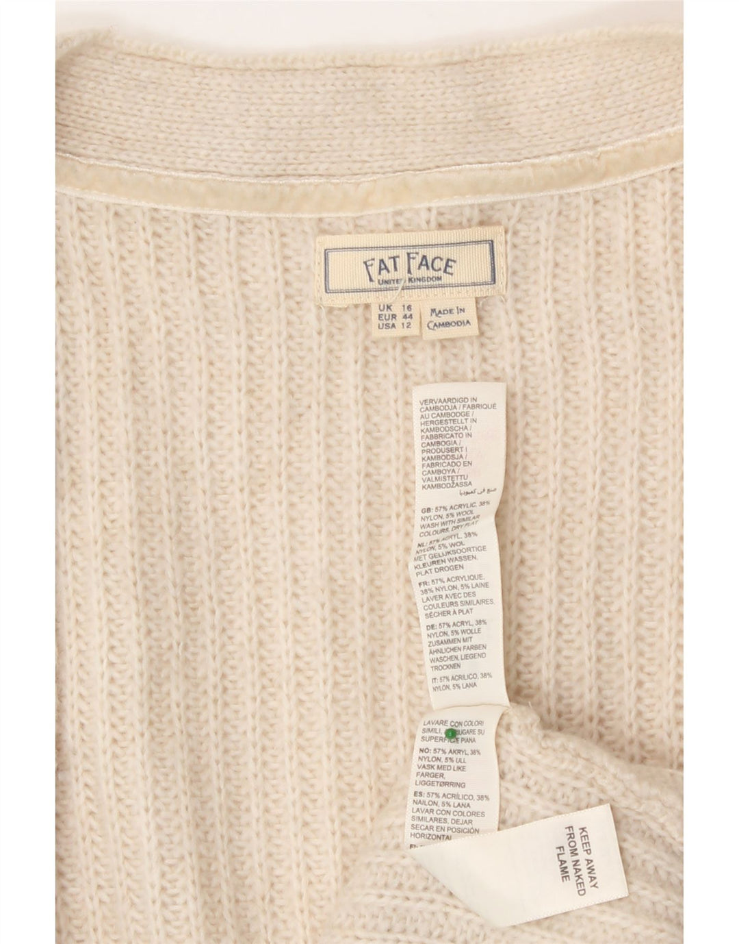 Cárdigan largo extragrande para mujer de Fat Face UK 46 Large Off White