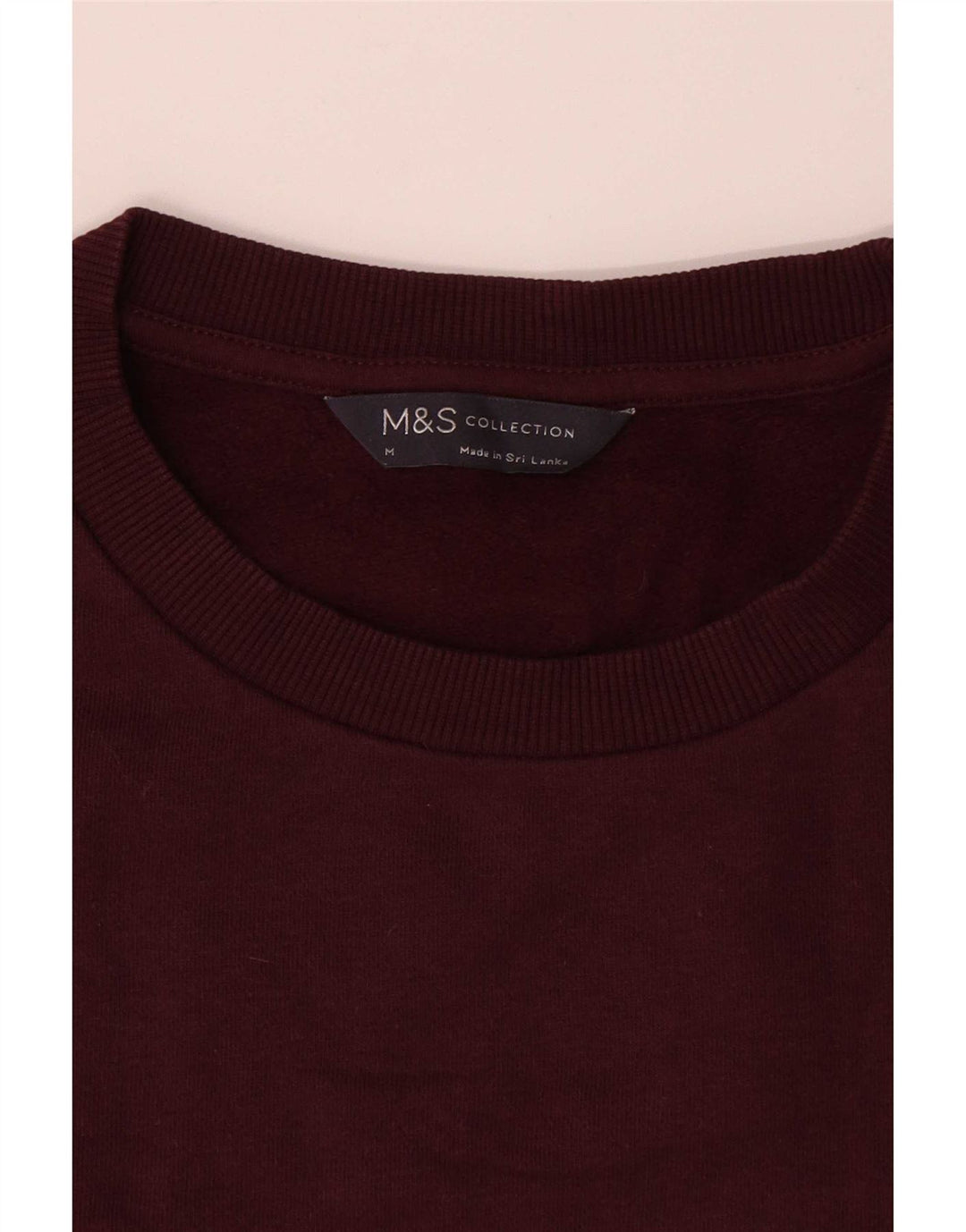 Marks & Spencer Hombre Sudadera Jumper Medium Borgoña Algodón