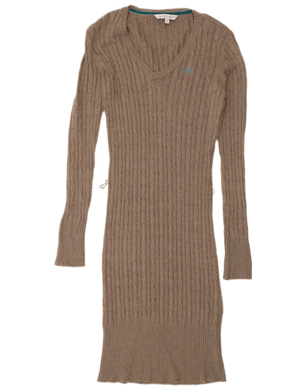 Crew Clothing Vestido tipo jersey de manga larga para mujer Reino Unido 10 Pequeño Algodón marrón