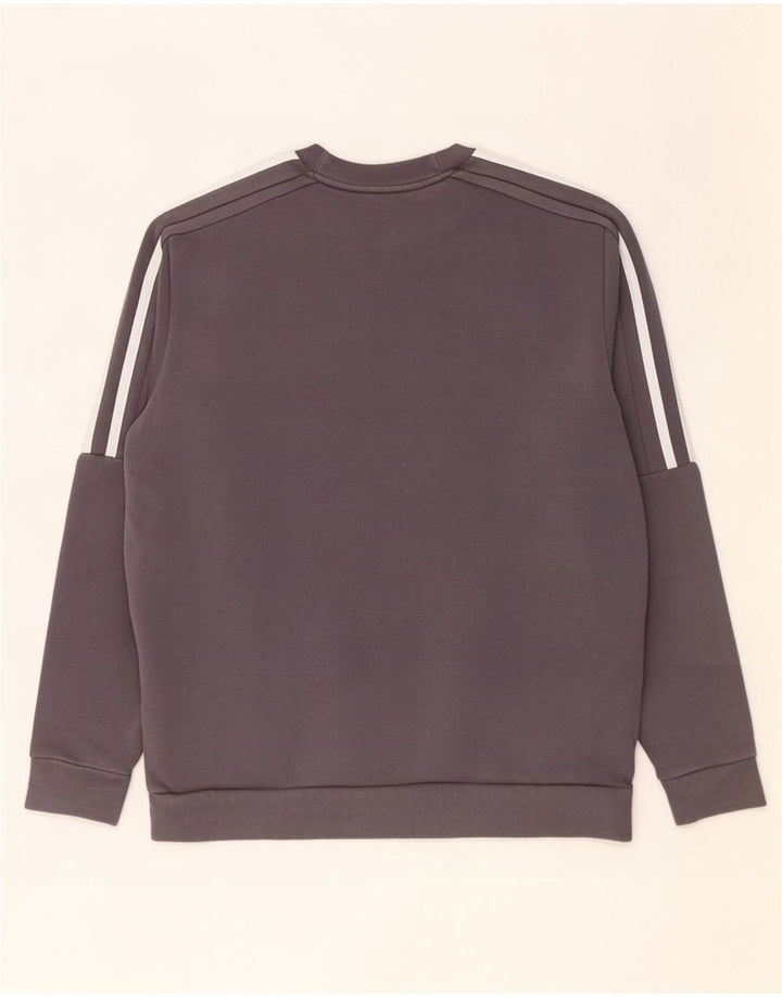 Adidas Hombre Sudadera Jumper Grande Gris Algodón