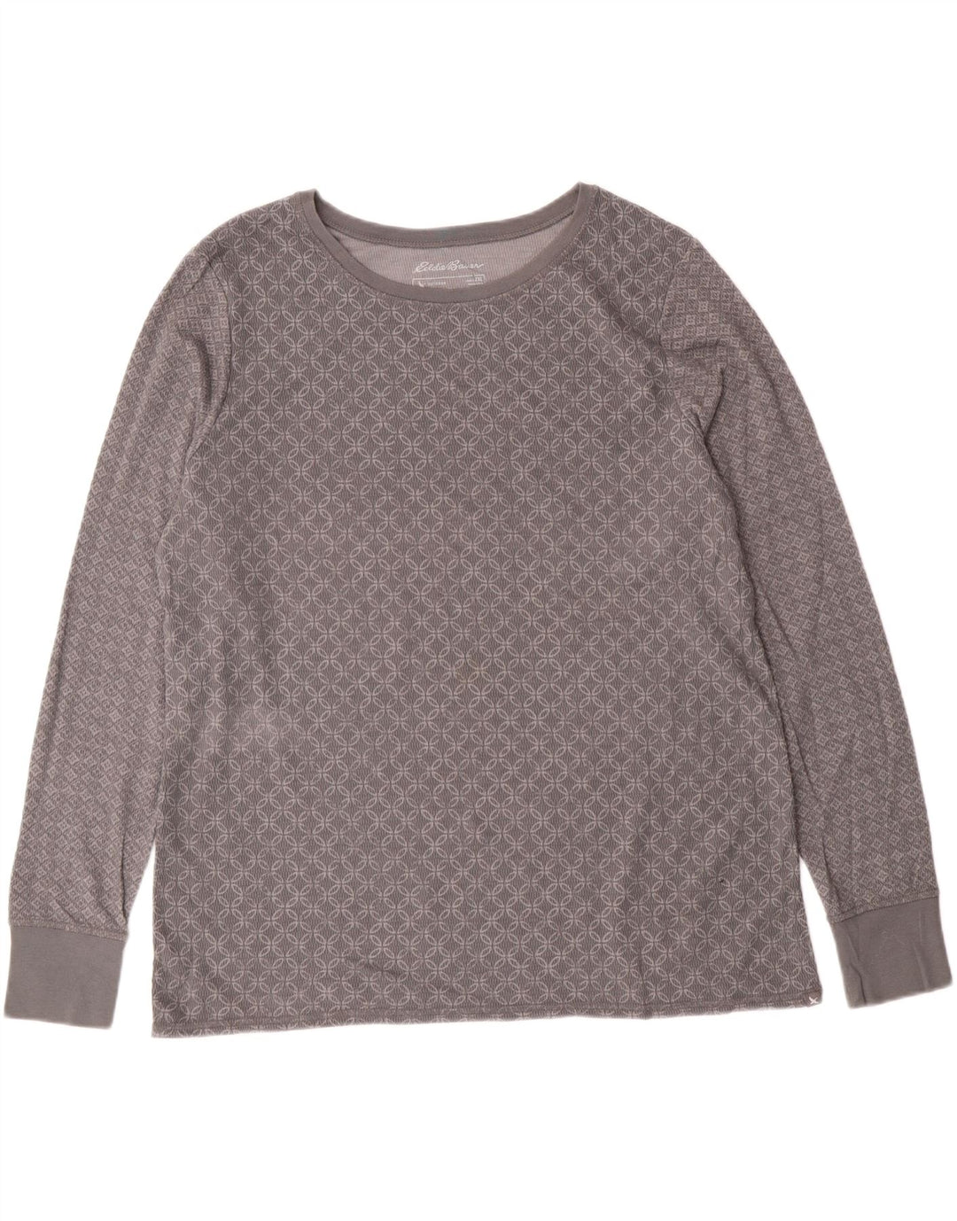 Eddie Bauer Top para mujer de manga larga UK 20 2XL Algodón geométrico gris