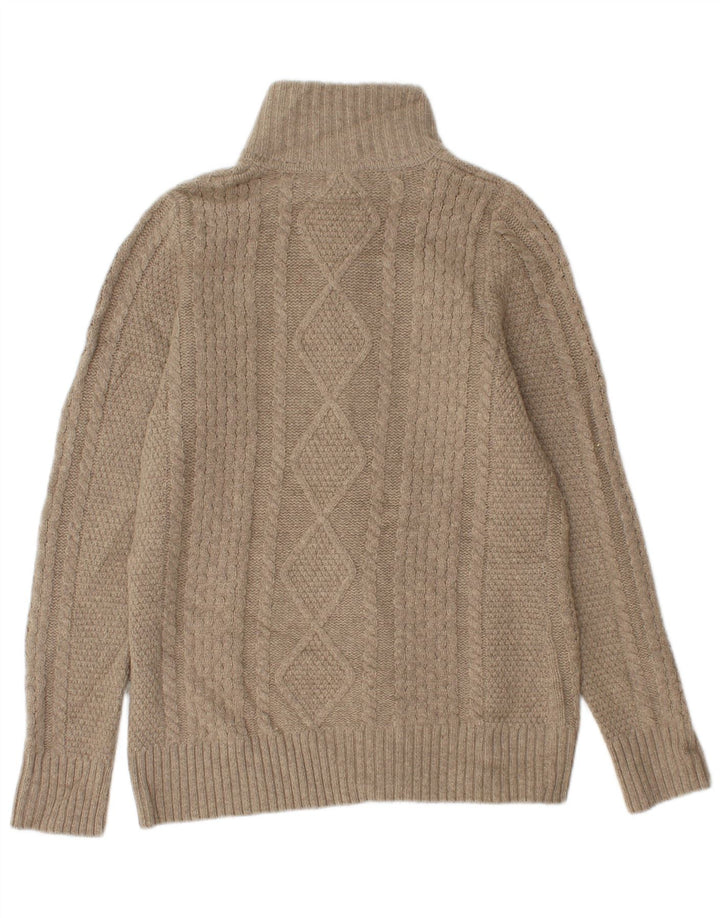L.L.BEAN Suéter tipo cárdigan para mujer Reino Unido 12 Lana merino beige medio