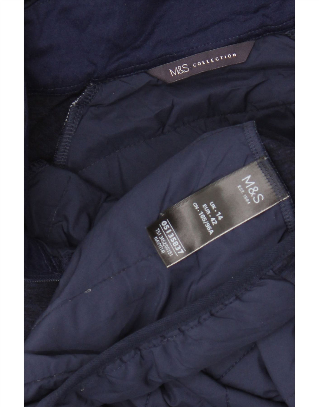 MARKS & SPENCER Chaqueta superior de chándal con capucha para mujer UK 40 Azul marino mediano
