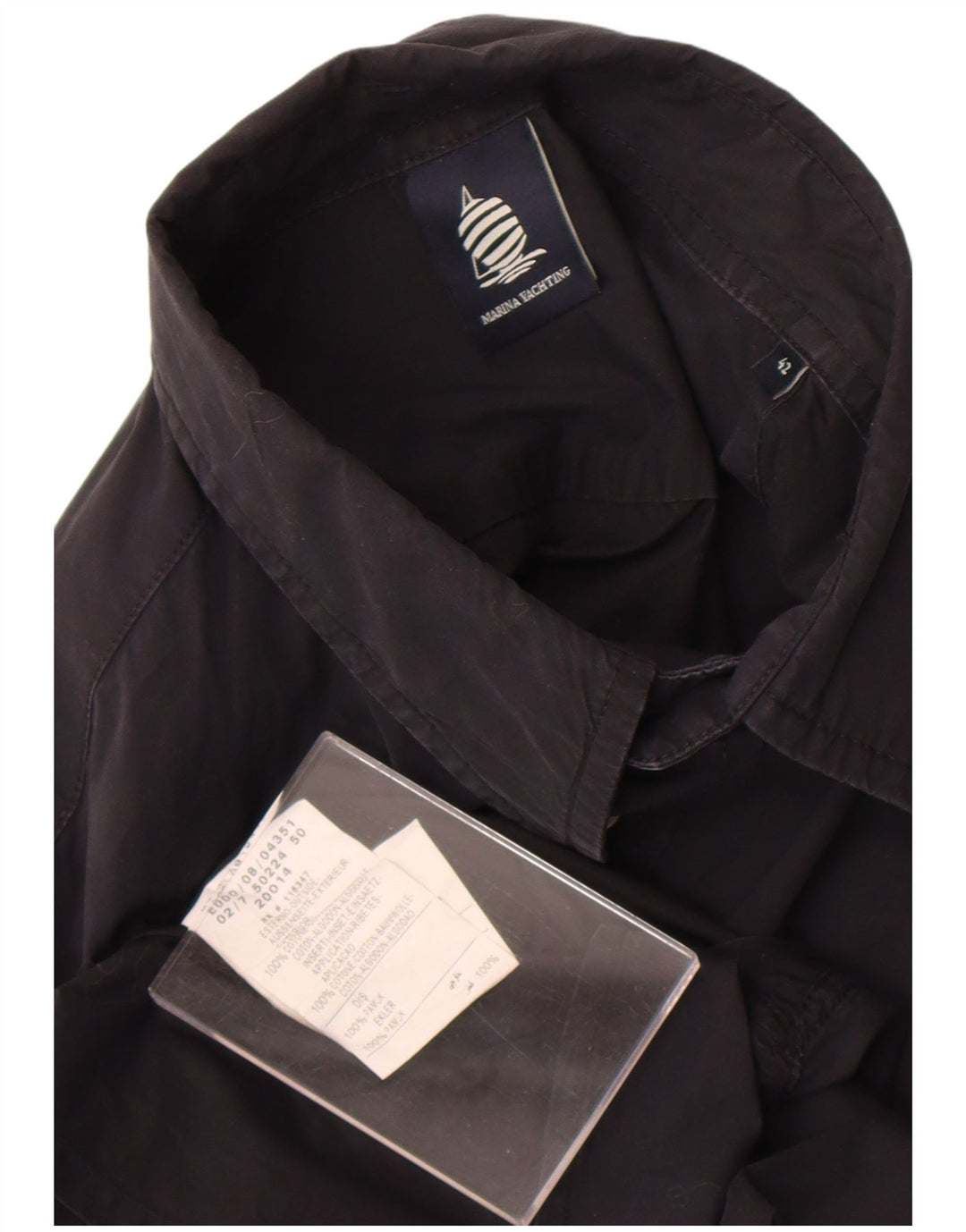 Marina Yachting Camisa Hombre Talla 42 Grande Algodón Negro
