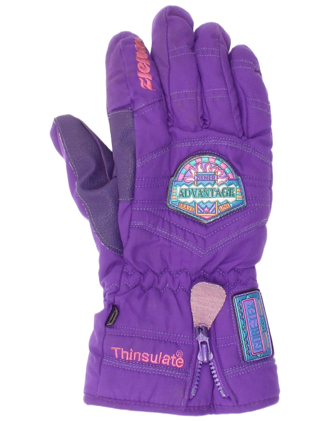 Vintage mujer gráfico guantes de esquí grande púrpura