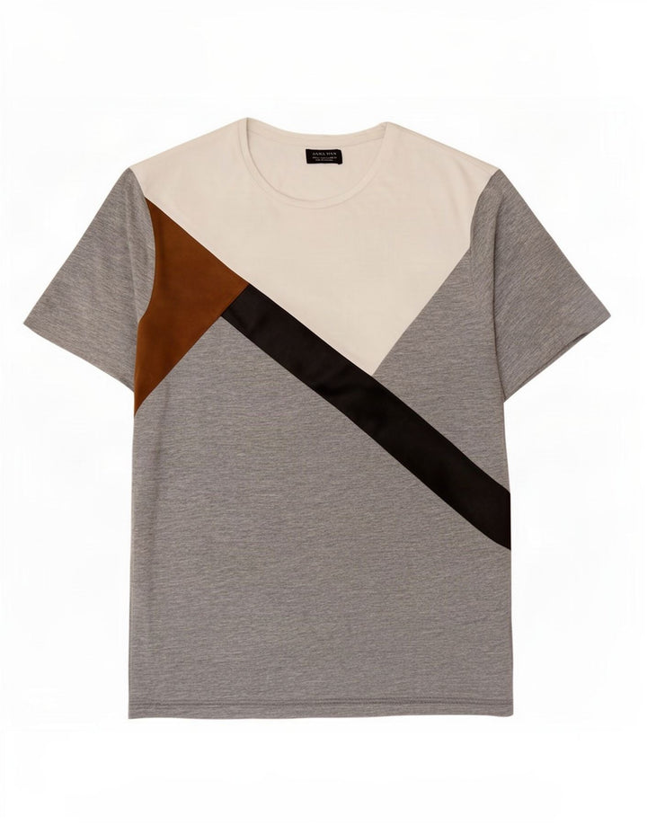 Zara Hombre Camiseta Top XL Gris Colorblock