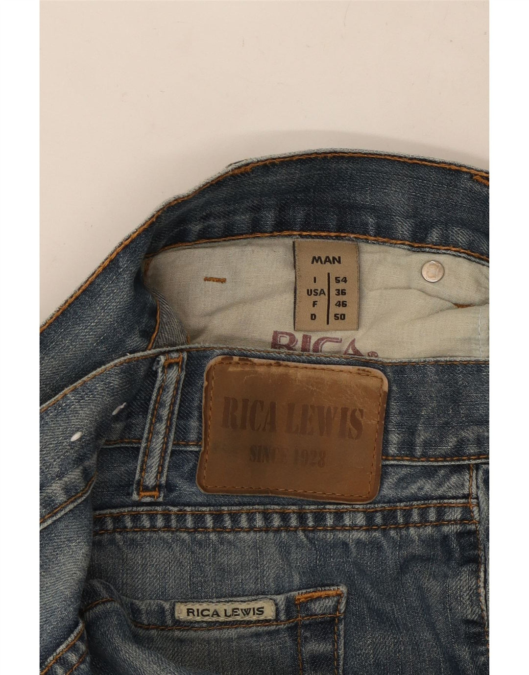 RICA LEWIS Vaqueros rectos para hombre W36 L31 Azul