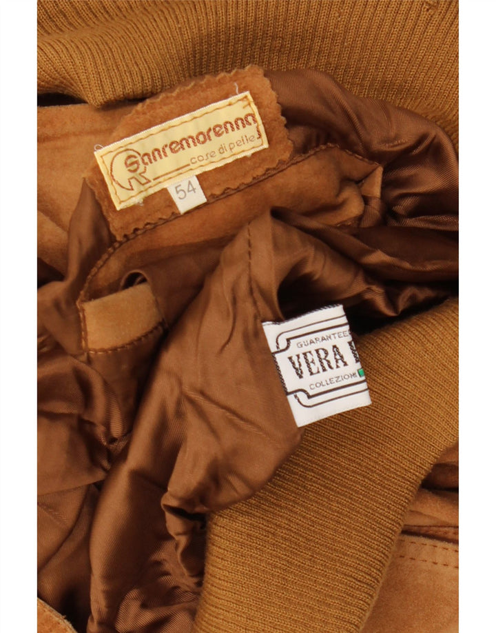 Vintage hombres ante bomber chaqueta IT 54 2XL cuero marrón