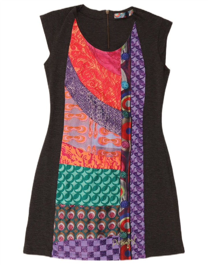 DESIGUAL Vestido tubo sin mangas para mujer UK 44 Gris medio Patchwork