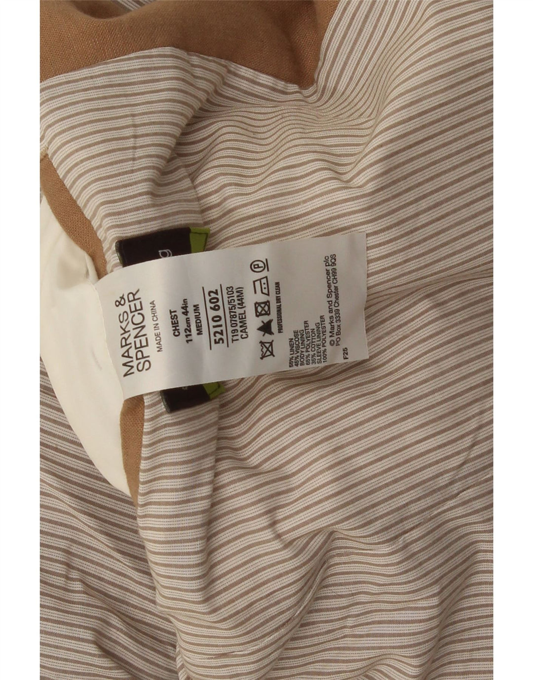 Marks & Spencer Chaqueta tipo blazer de 2 botones para hombre UK 38 Medium Beige Linen