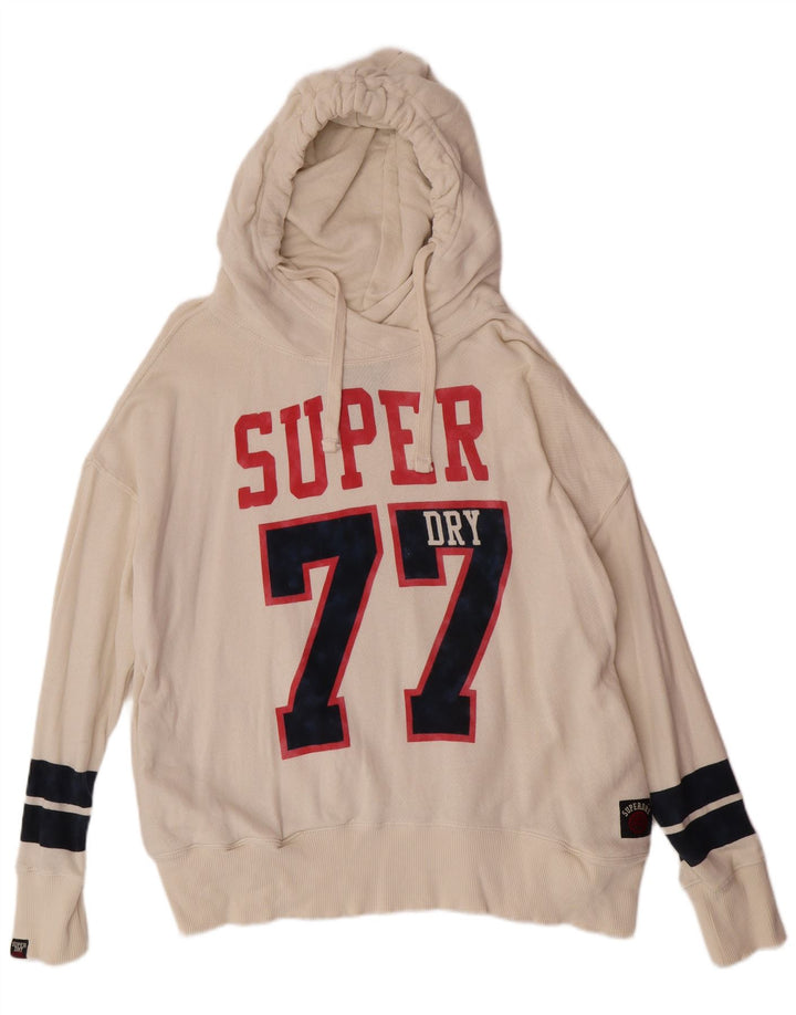 Superdry Jersey con capucha gráfica para mujer UK 40 XL Off White Cotton College