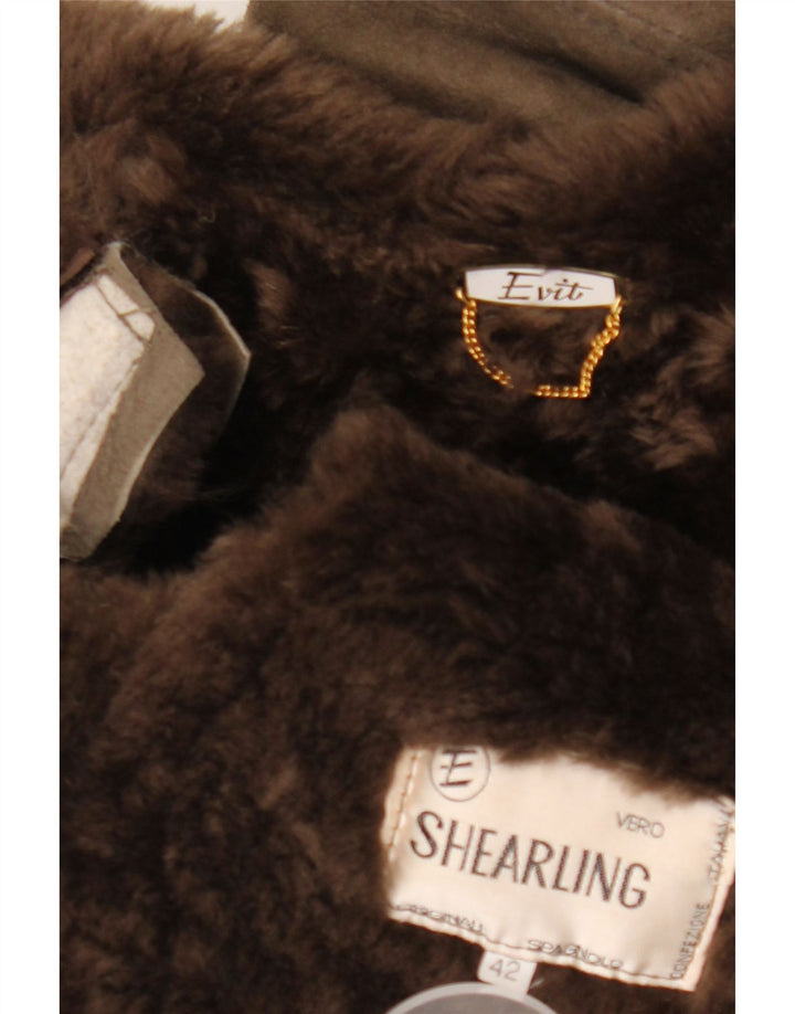 Vintage mujer shearling abrigo IT 42 gris medio shearling