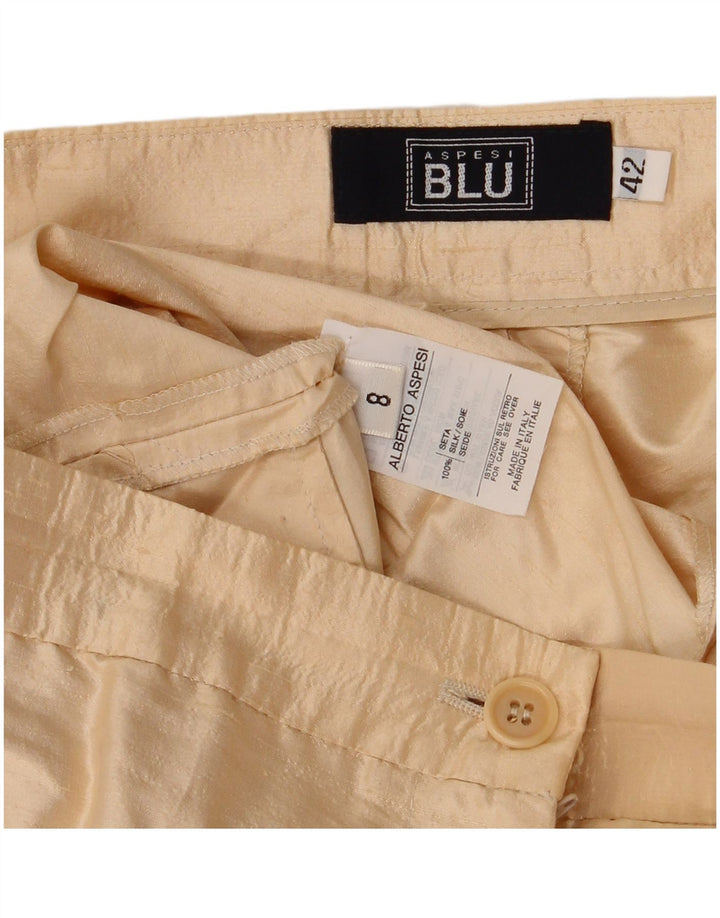 Aspesi Pantalón chino ajustado para mujer IT 42 Medium W30 L29 Seda beige