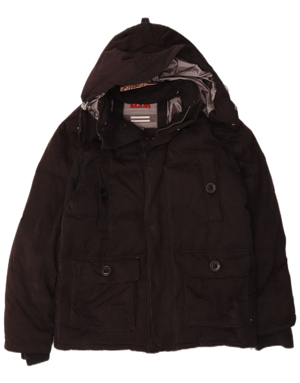 Slam Chaqueta acolchada con capucha para hombre UK 40 Large Algodón negro
